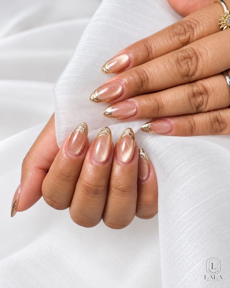 Natural glossy gel nails at Lala Nails Spa, Winnetka nail salon