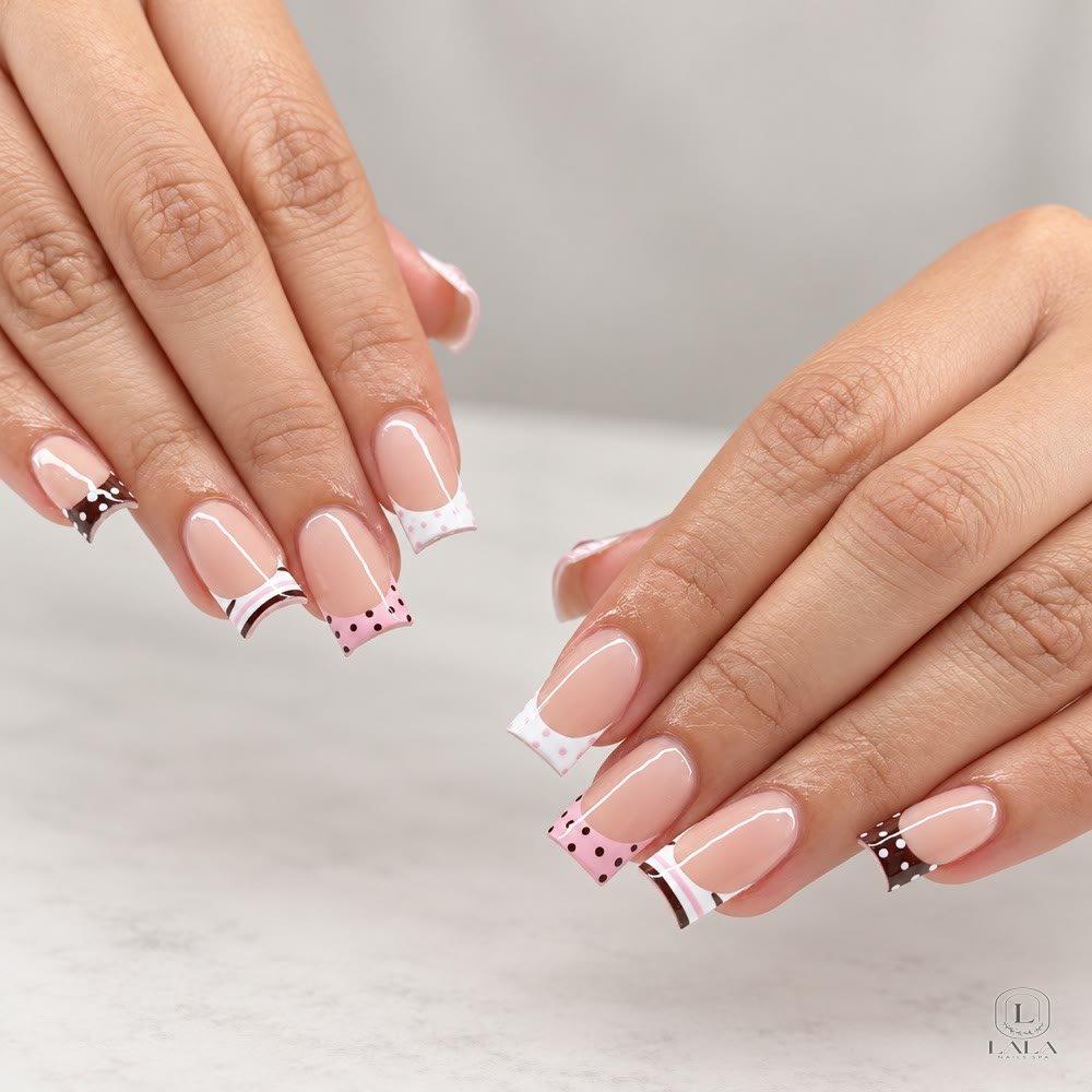 Clean French manicure at Lala Nails Spa in Winnetka, CA