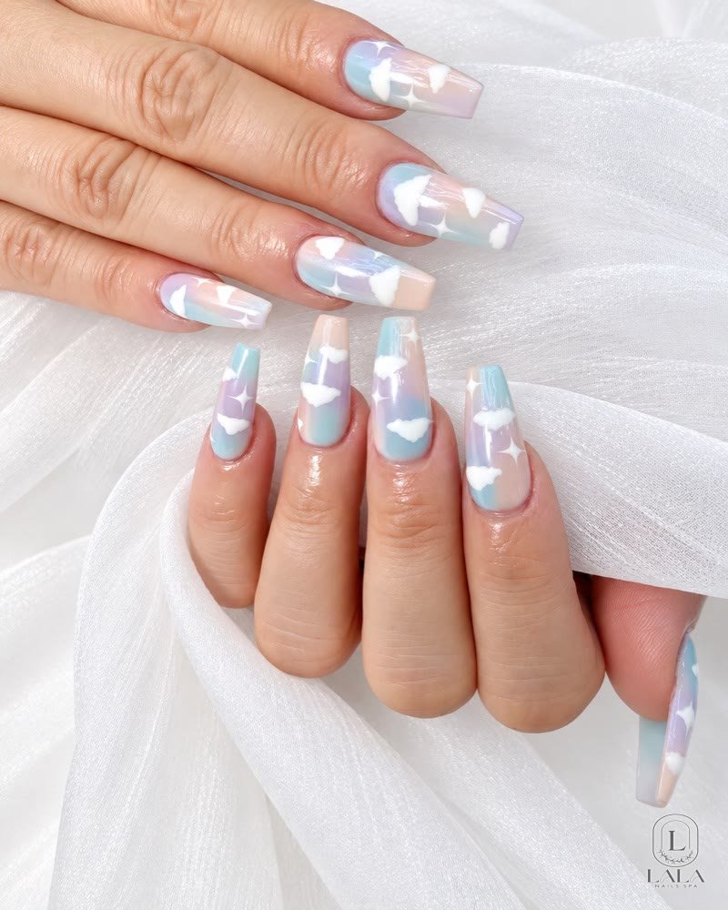Pastel nails after a spa pedicure, Winnetka CA nail salon